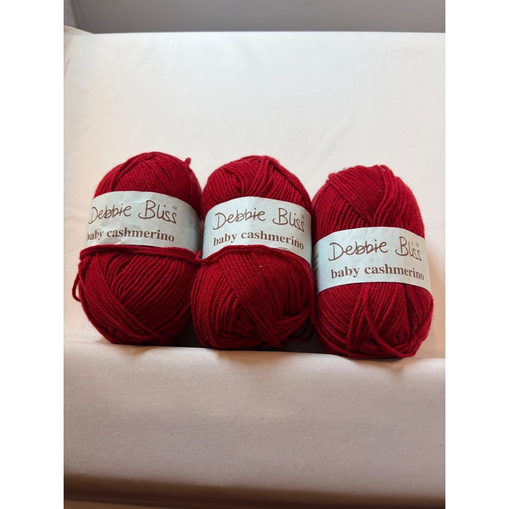 Debbie Bliss Baby Cashmerino Yarn Red Color 340034 Dyelot 83B 3 Skeins 50g Each